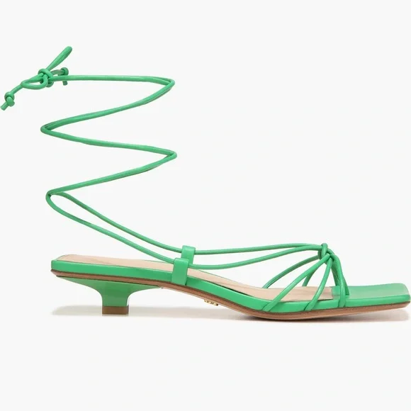 Veronica Beard Foley Ankle Tie Sandal Jungle Green - Picture 8 of 14